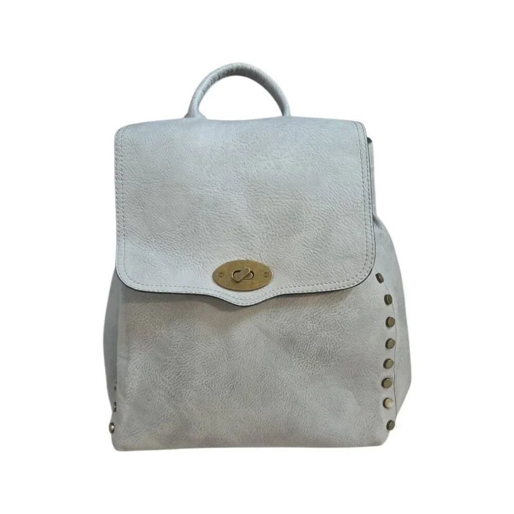 Jen & Co. Indigo Convertible Studded Backpack Purse Gray Boho